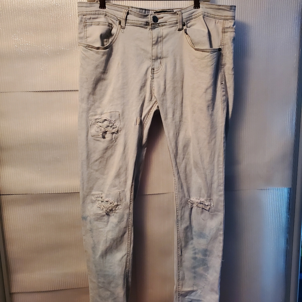 MCMXXX111 RED APE LIGHT WASH DISTRESSED MEN'S SIZE 36X32 SKINNY